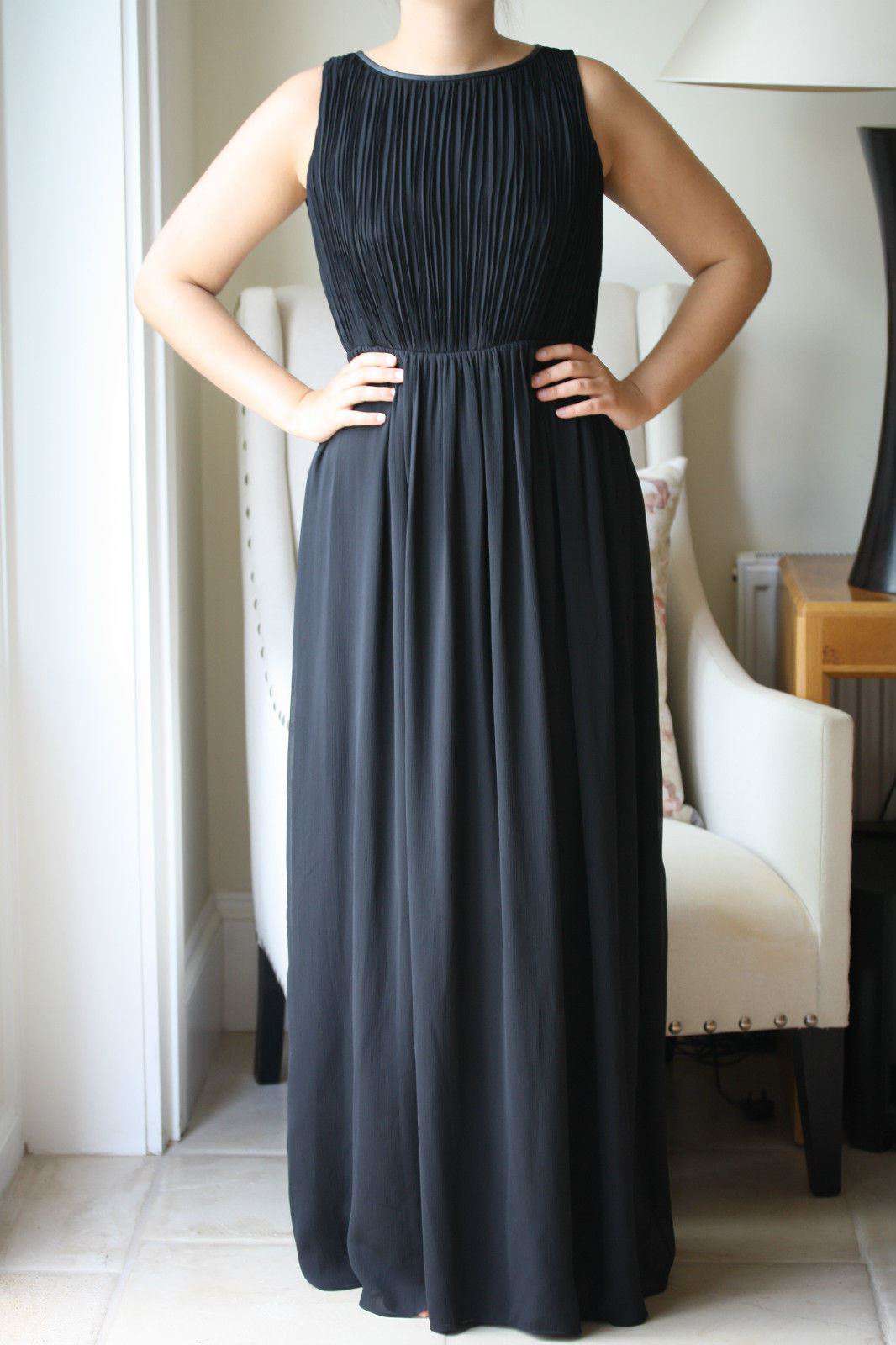 ALICE + OLIVIA JAYDEN PLEATED CHIFFON BLACK MAXI DRESS SMALL