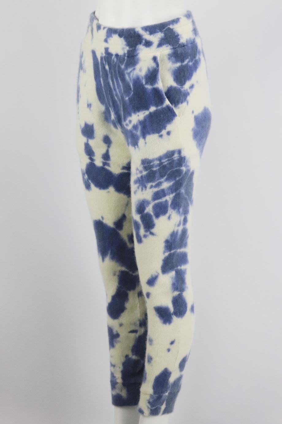THE ELDER STATESMAN TIE DYED CASHMERE TRACK PANTS SMALL
