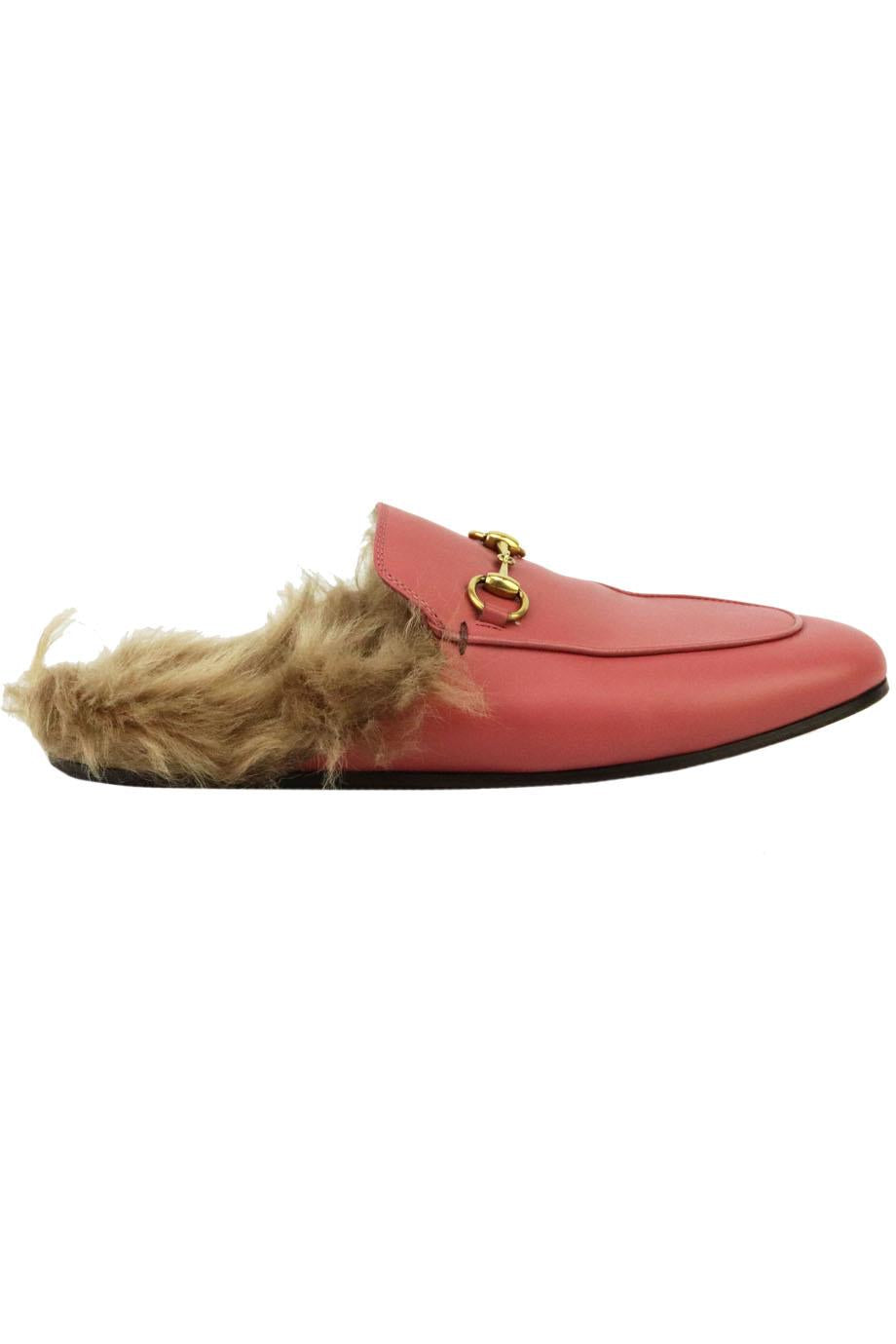 GUCCI PRINCETOWN SHEARLING LINED LEATHER SLIPPERS EU 38 UK 5 US 8