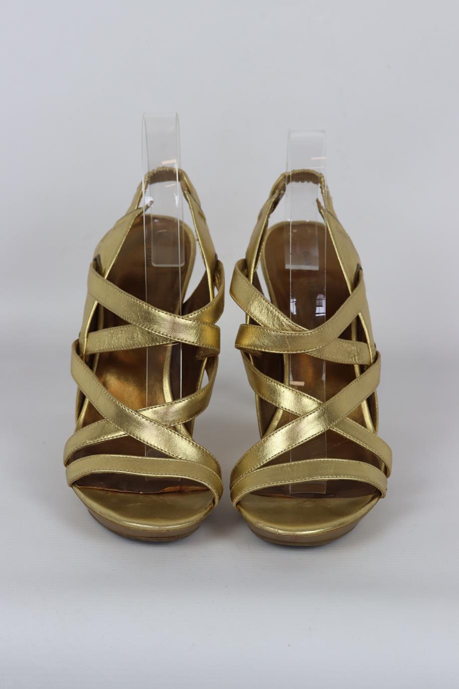 DIANE VON FURSTENBERG METALLIC LEATHER SANDALS EU 39.5 UK 6.5 US 9.5