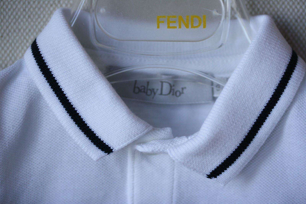 BABY DIOR WHITE POLO SHIRT 3 MONTHS