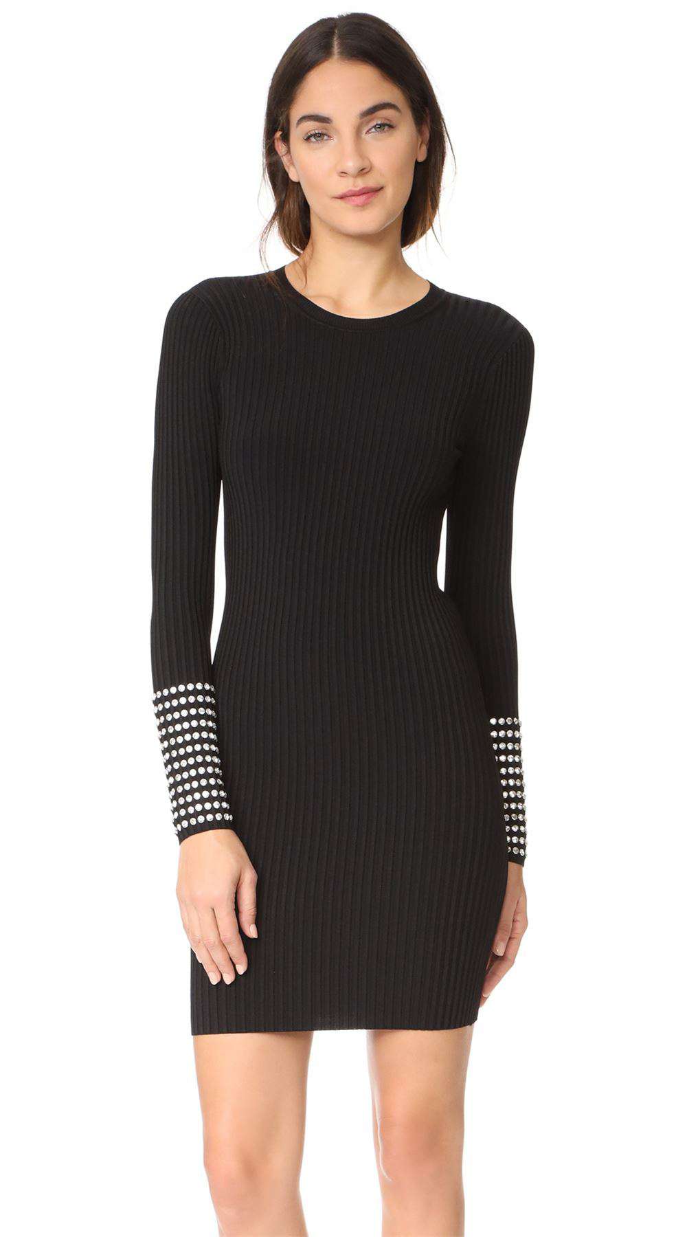 ALEXANDER WANG RIBBED KNIT CRYSTAL CUFF DRESS SMALL