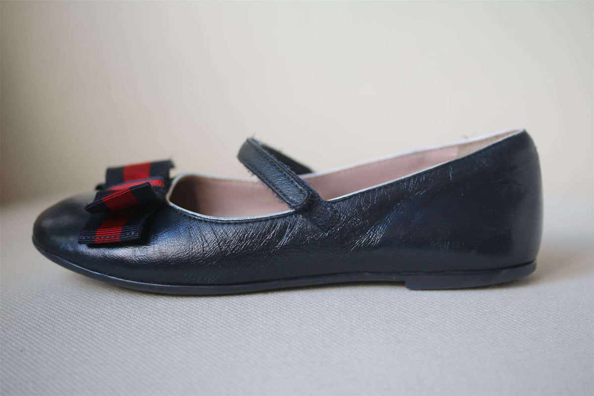 GUCCI GIRLS NAVY BLUE LEATHER SHOES EU 28 UK 10