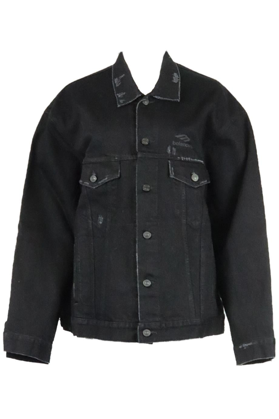 BALENCIAGA OVERSIZED PRINTED DENIM JACKET XSMALL