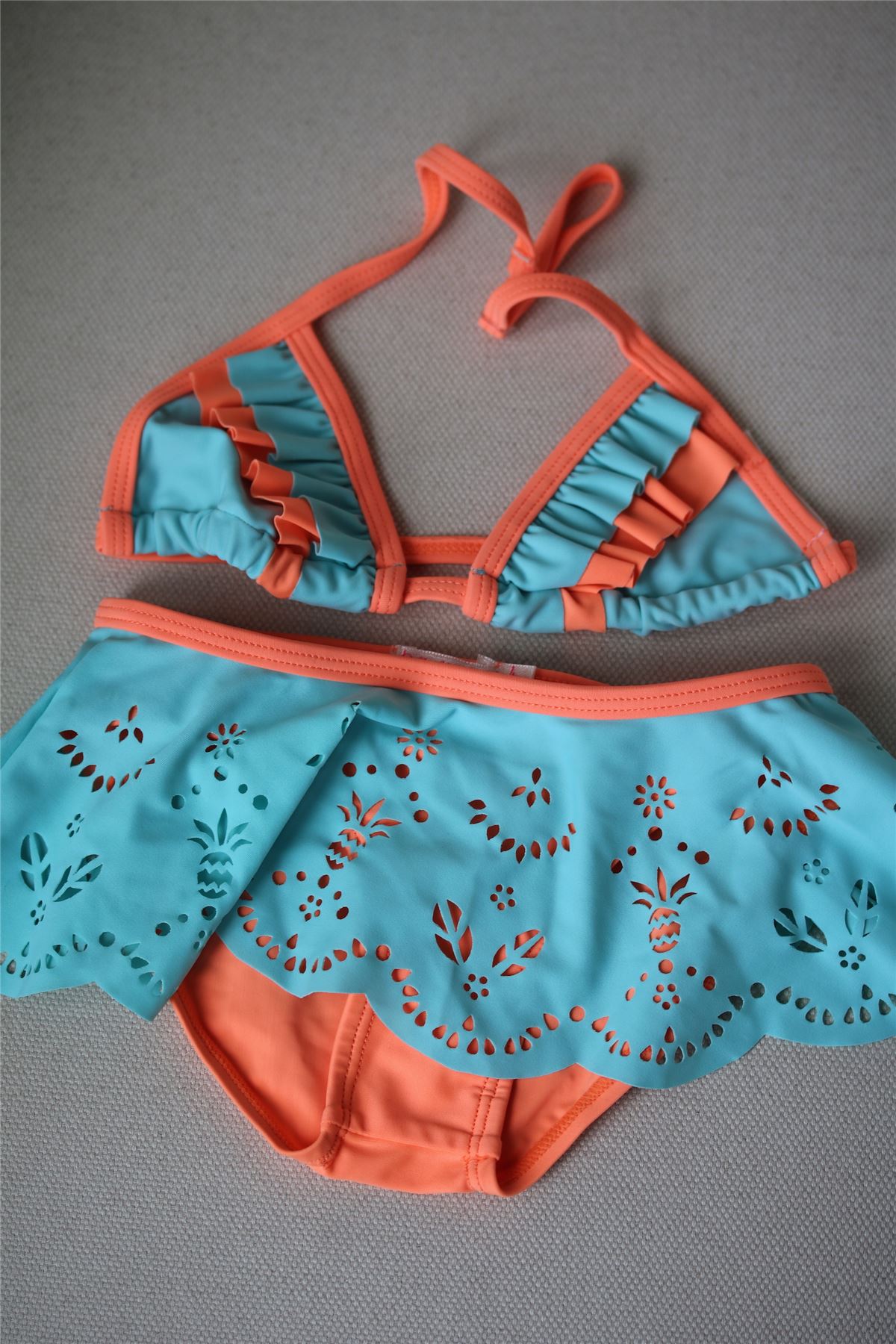 BILLIEBLUSH GIRLS BLUE & NEON ORANGE BIKINI 4 YEARS