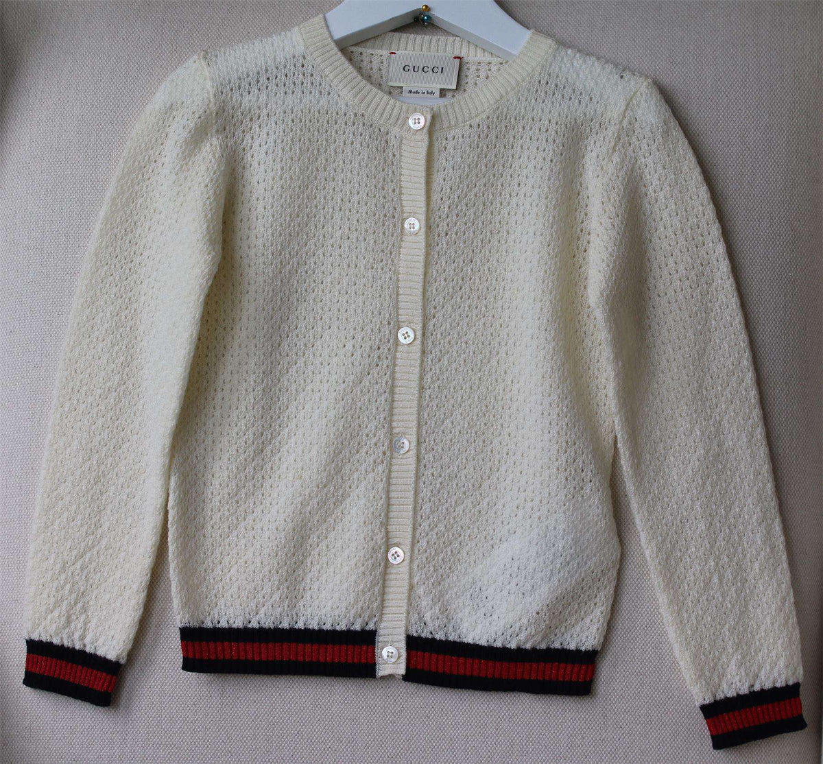 GUCCI IVORY WOOL CARDIGAN 36 MONTHS