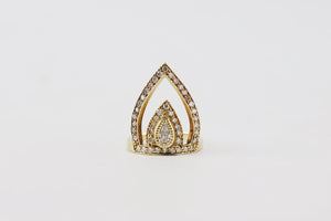 JACQUIE AICHE 14K YELLOW GOLD DIAMOND MITRE STACK RING 13 MM