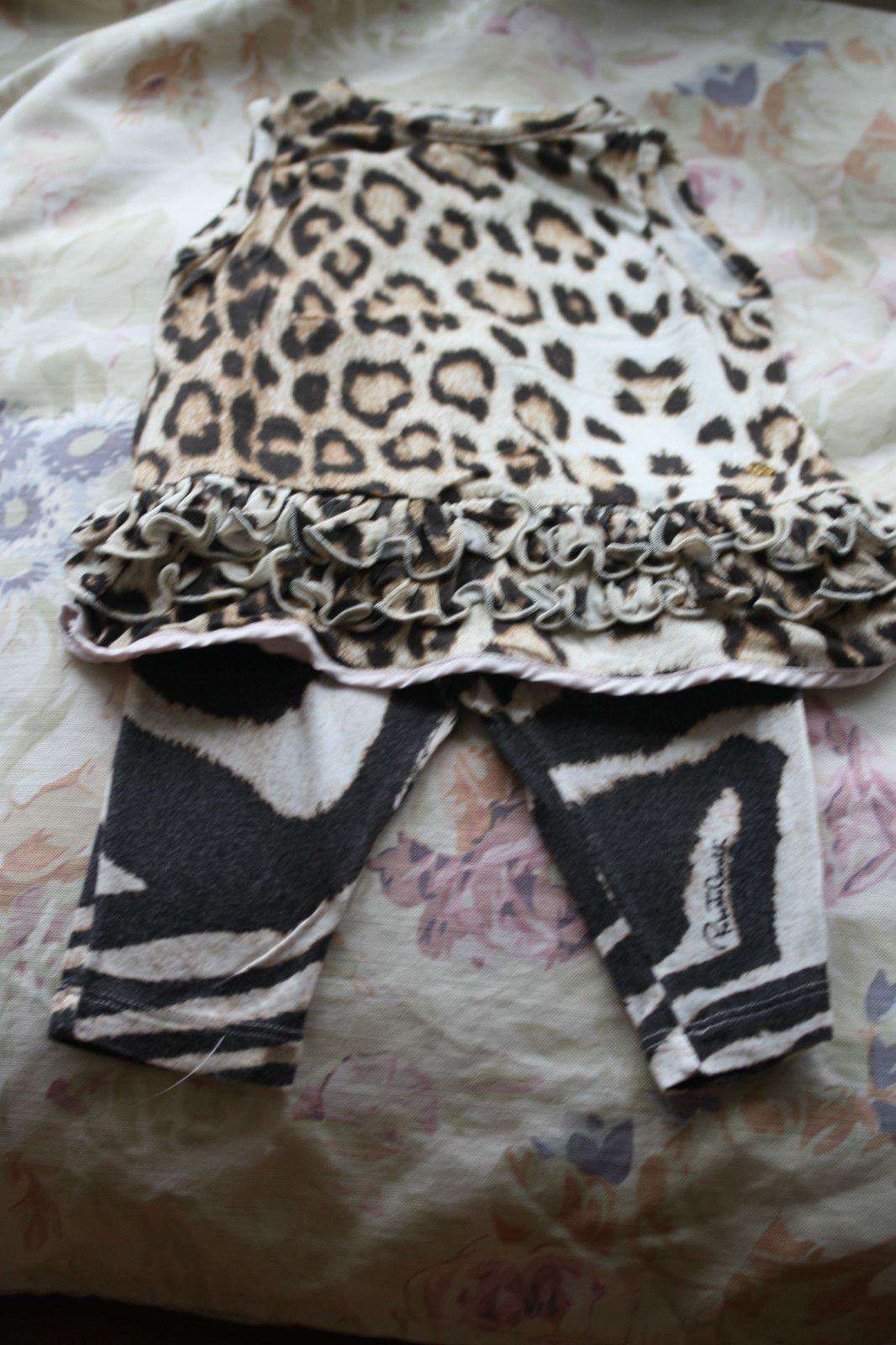 ROBERTO CAVALLI BABY LEOPARD PRINT TOP & ZEBRA PRINT LEGGINGS SET 3 MONTHS
