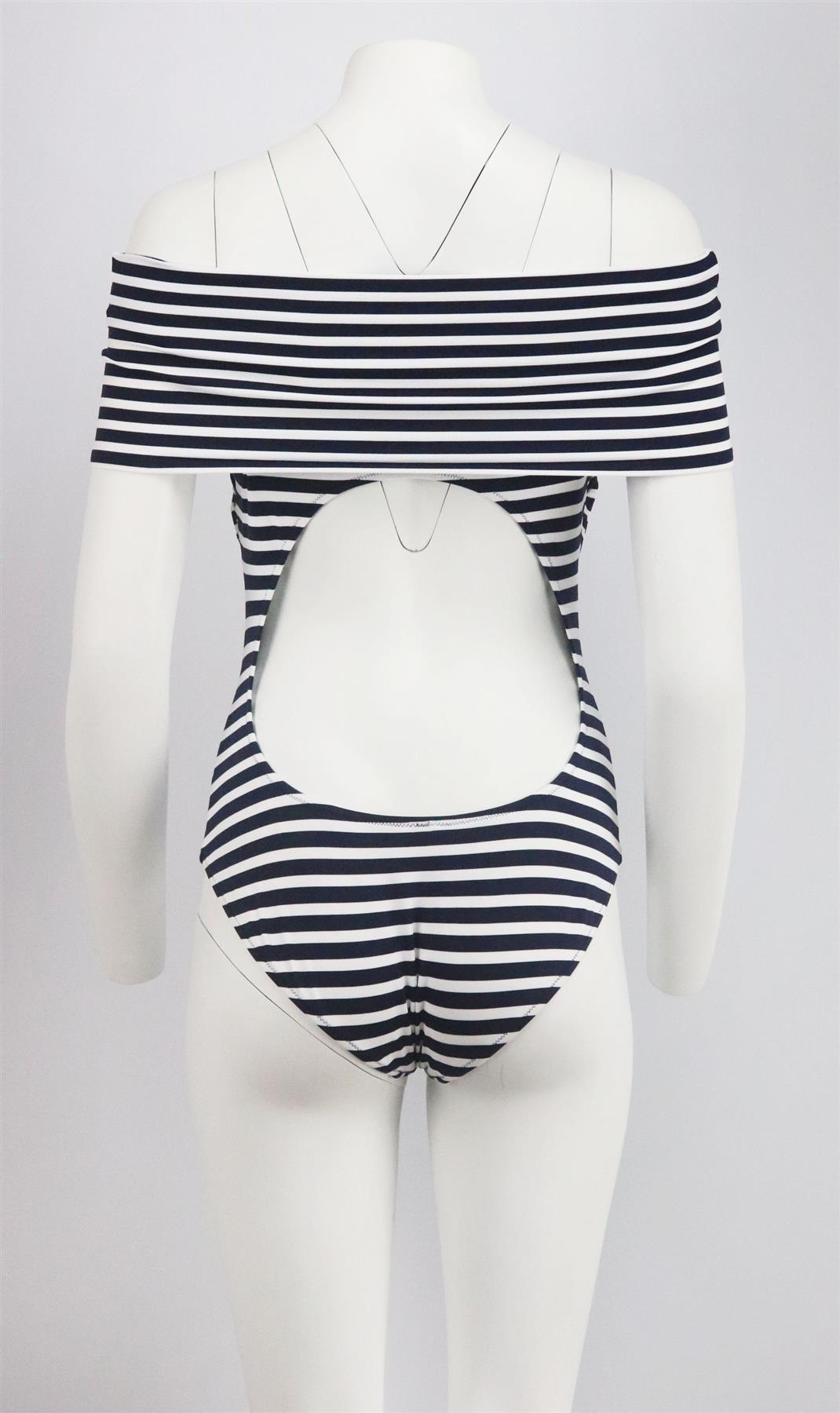 ARAKS MENA OFF THE SHOULDER STRIPED SWIMSUIT MEDIUM