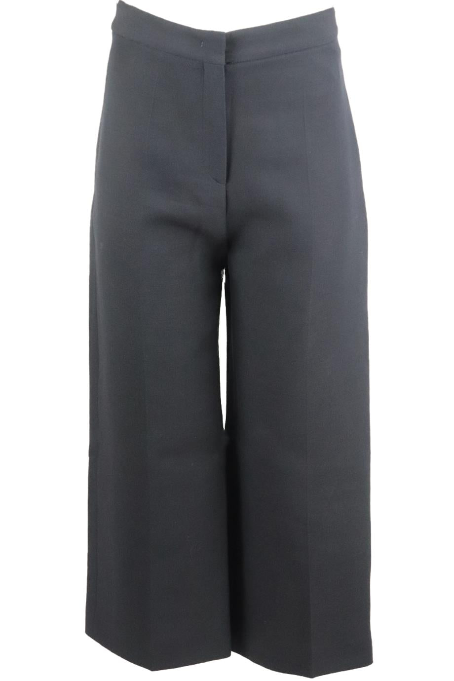 FENDI CROPPED WOOL AND SILK BLEND WIDE LEG PANTS IT 38 UK 6