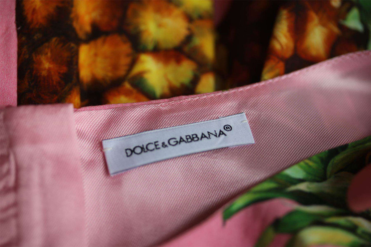 DOLCE & GABBANA GIRLS PINK PINEAPPLE PRINT DRESS 4 YEARS