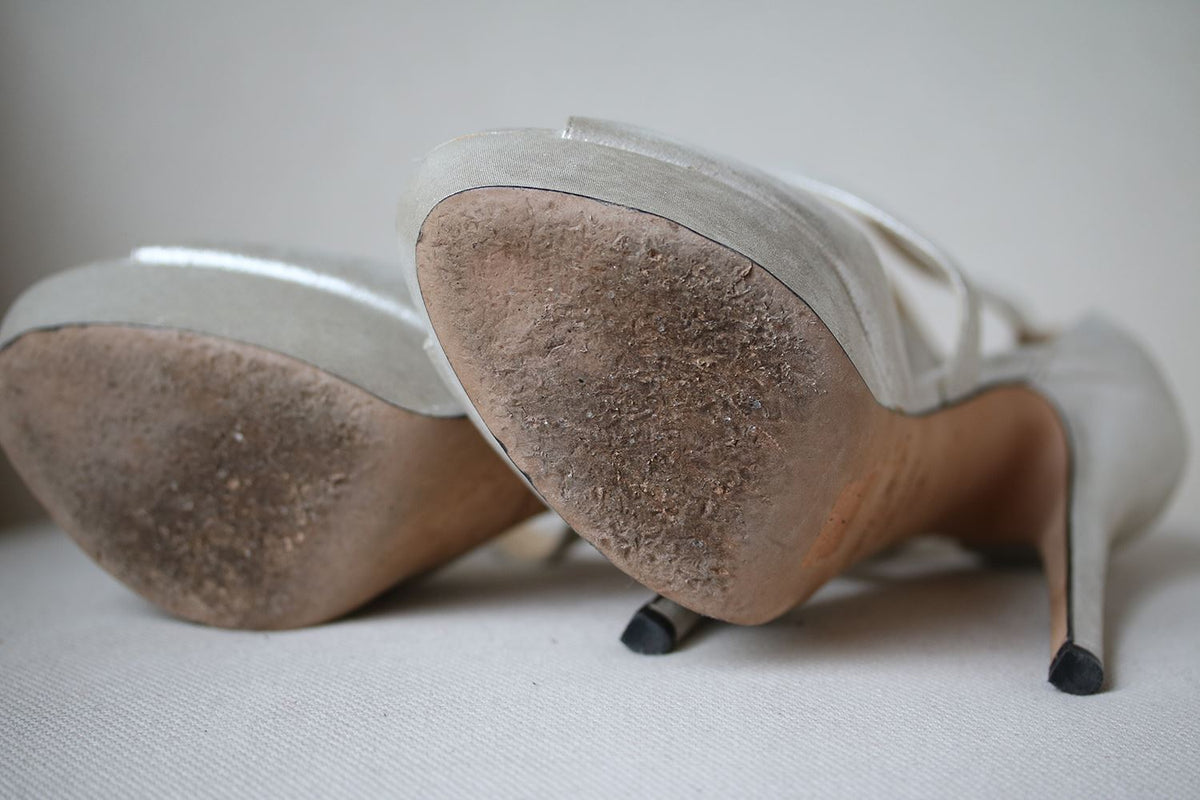 JIMMY CHOO SHIMMER SUEDE PLATFORM HEELS EU 38.5 UK 5.5 US 8.5