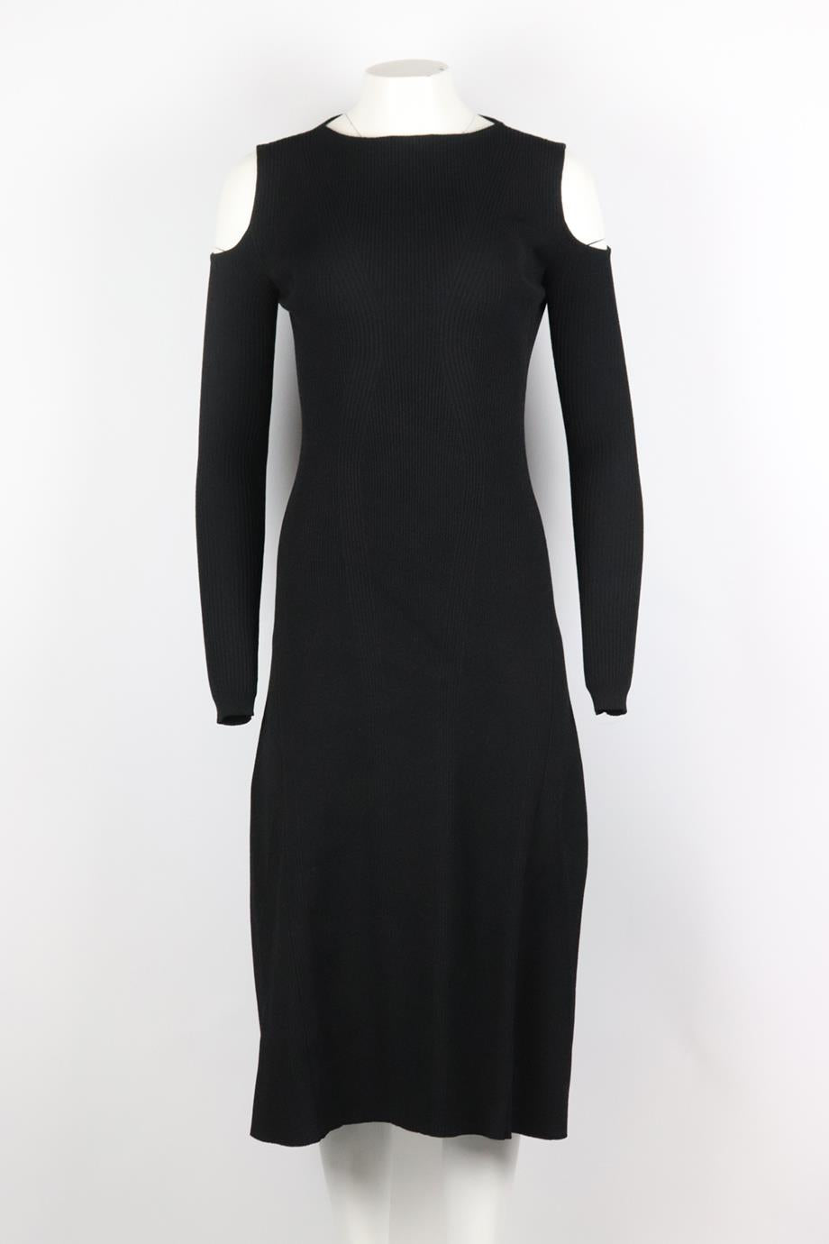 barbara casasola off the shoulder dress BARBARA CASASOLA COLD SHOULDER RIBBED STRETCH KNIT MIDI DRESS IT 44 UK 12
