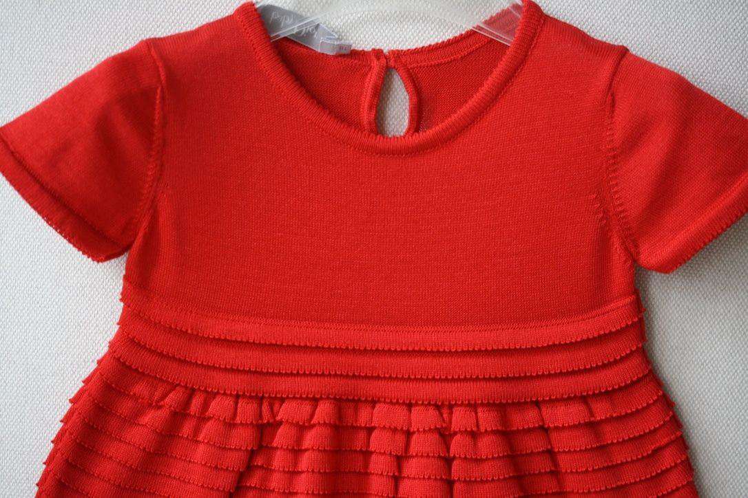 BABY DIOR RED SILK AND COTTON KNIT DRESS 18 MONTHS
