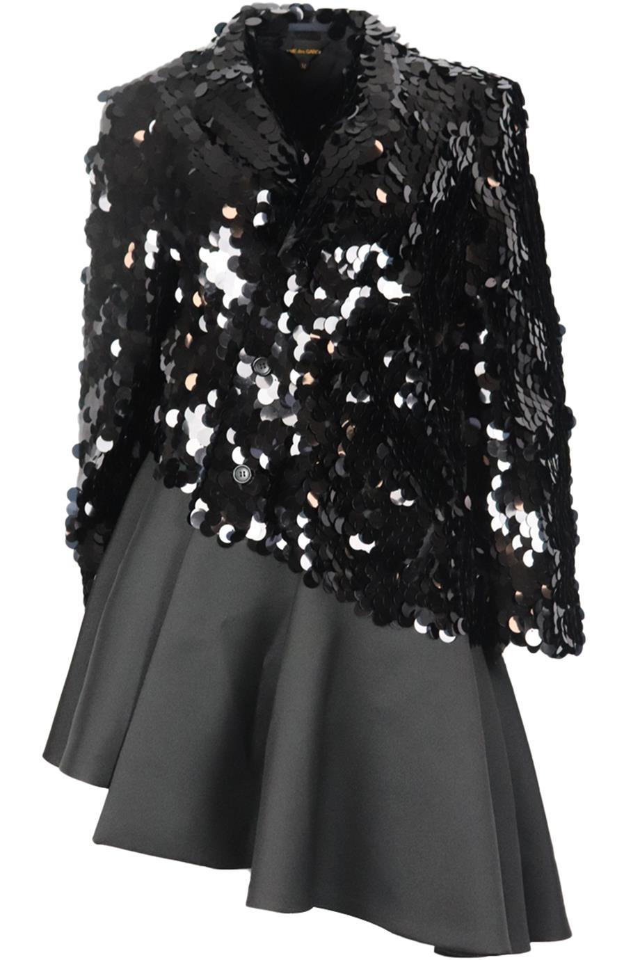 COMME DES GARÇONS ASYMMETRIC SEQUINED CHIFFON COAT MEDIUM
