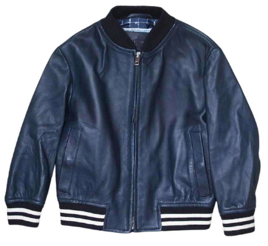 Dolce and gabbana blue leather jacket Clearance