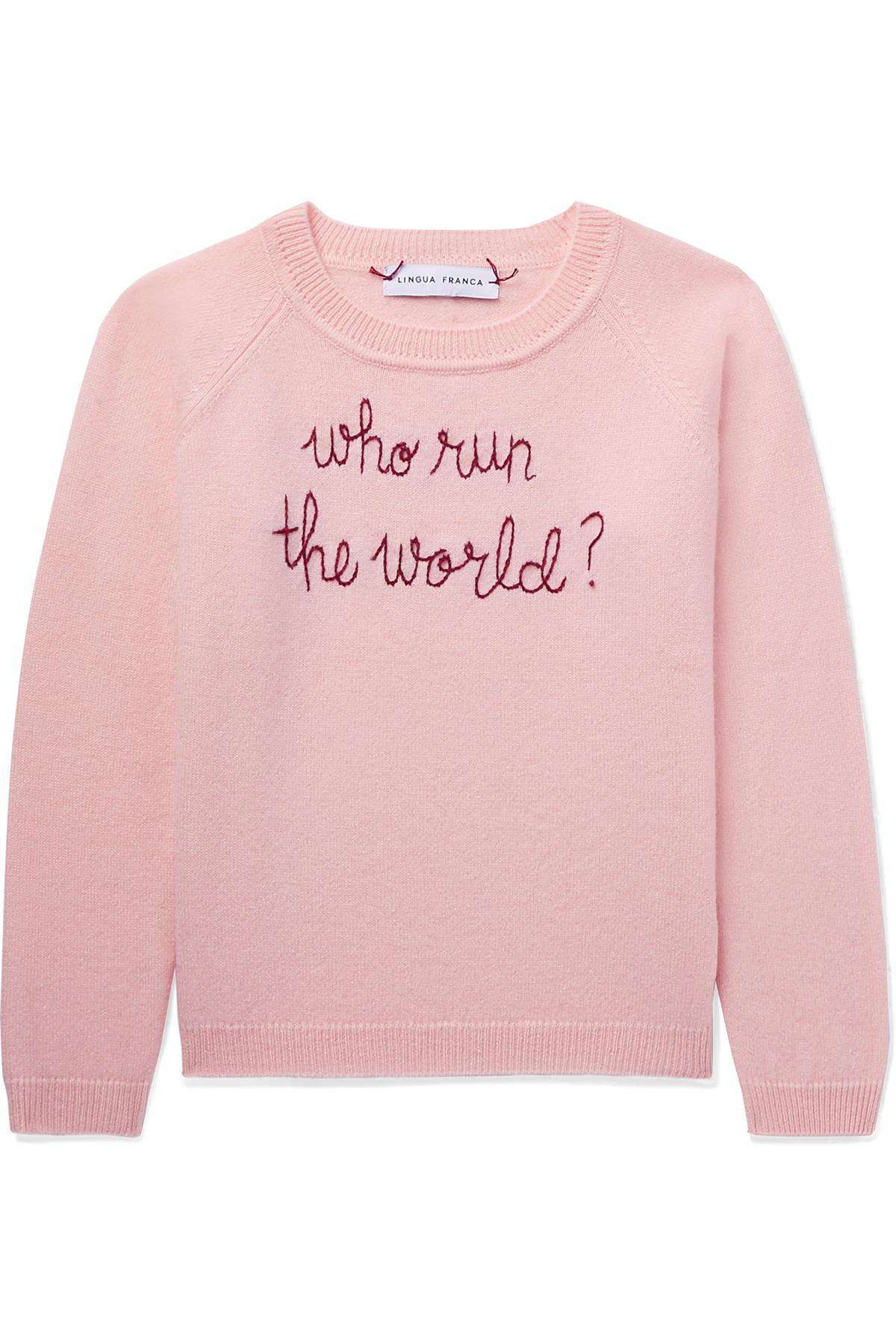 LINGUA FRANCA KIDS GIRLS EMBROIDERED CASHMERE SWEATER 6 YEARS
