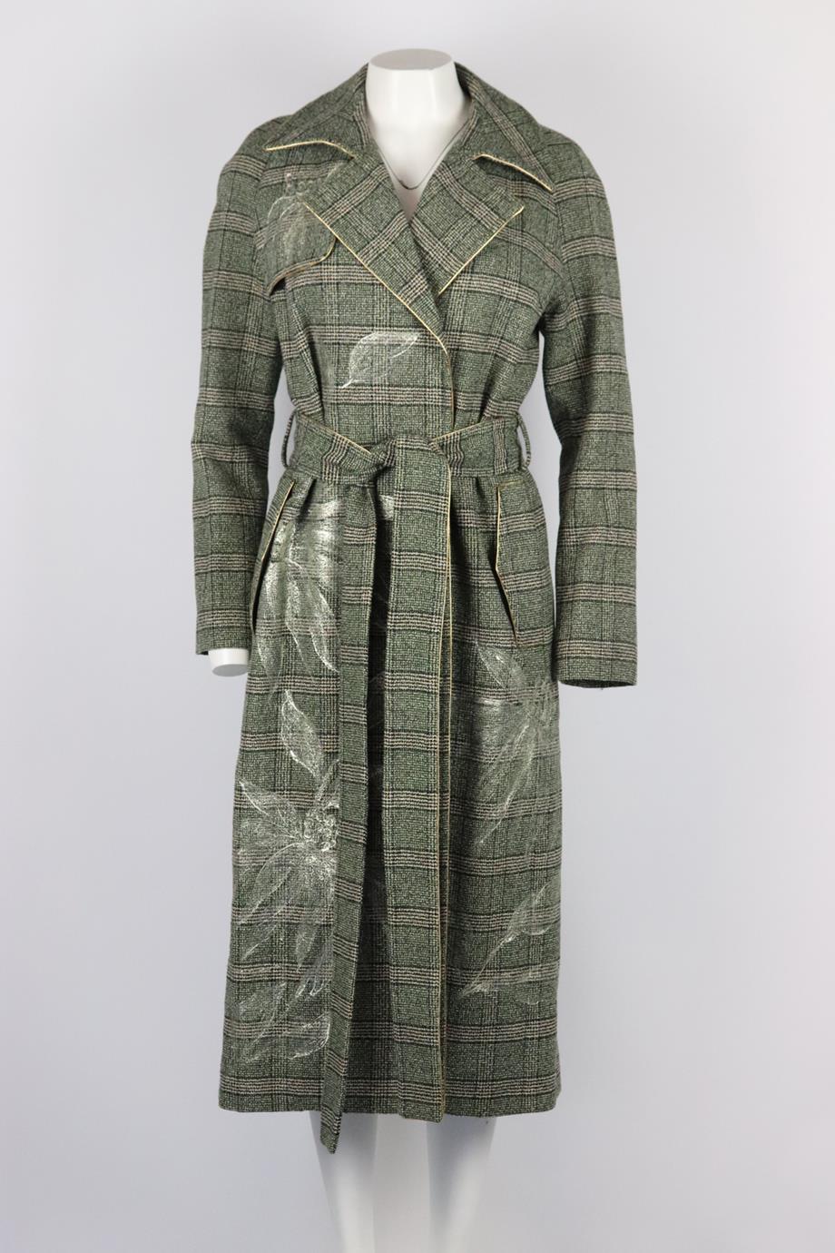 PETER PILOTTO BELTED CHECKED WOOL COAT UK 10