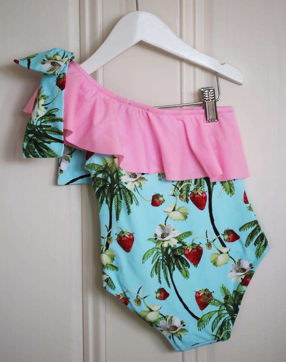 PHI CLOTHING KIDS GIRLS STRAWBERRY RUFFLE SWIMSUIT 6 YEARS