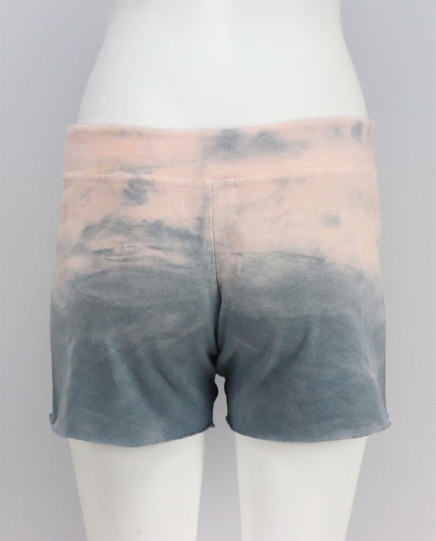 MONROW TIE DYED COTTON BLEND JERSEY SHORTS SMALL