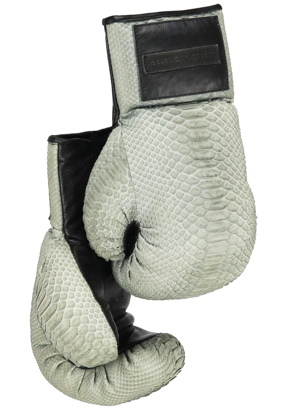 ELISABETH WEINSTOCK SNAKESKIN AND LEATHER BOXING GLOVES