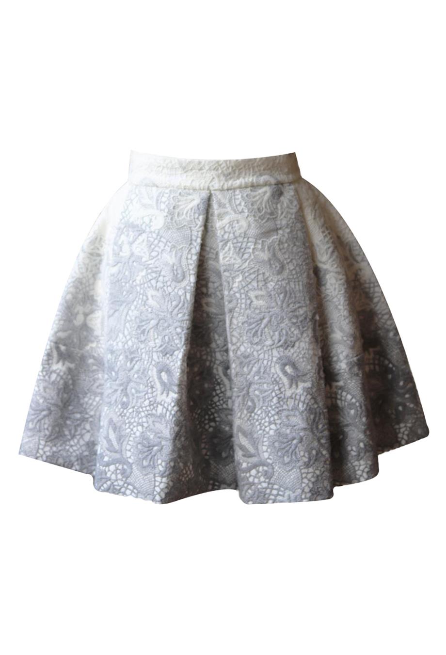 ERMANNO SCERVINO WOOL BLEND GUIPURE LACE MINI SKIRT IT 40 UK 8