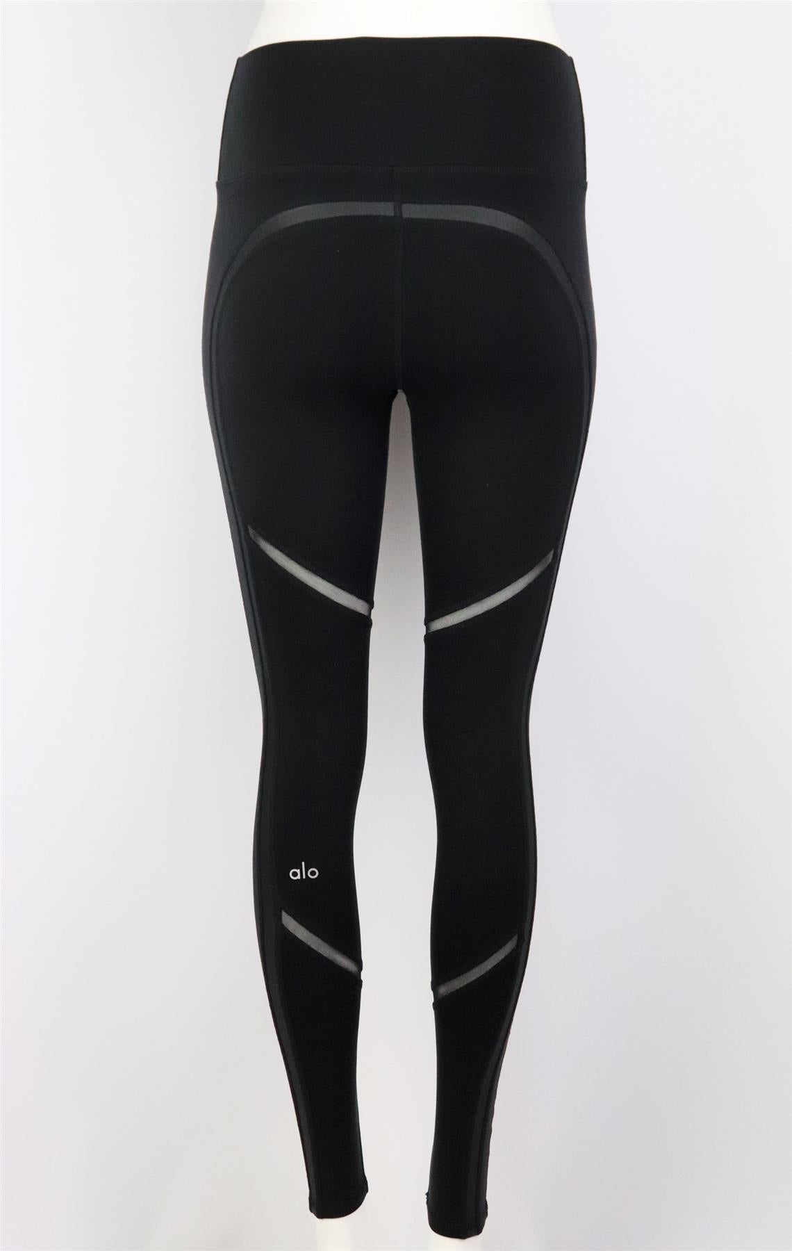 ALO YOGA MESH PANELLED HIGH RISE STRETCH LEGGINGS SMALL