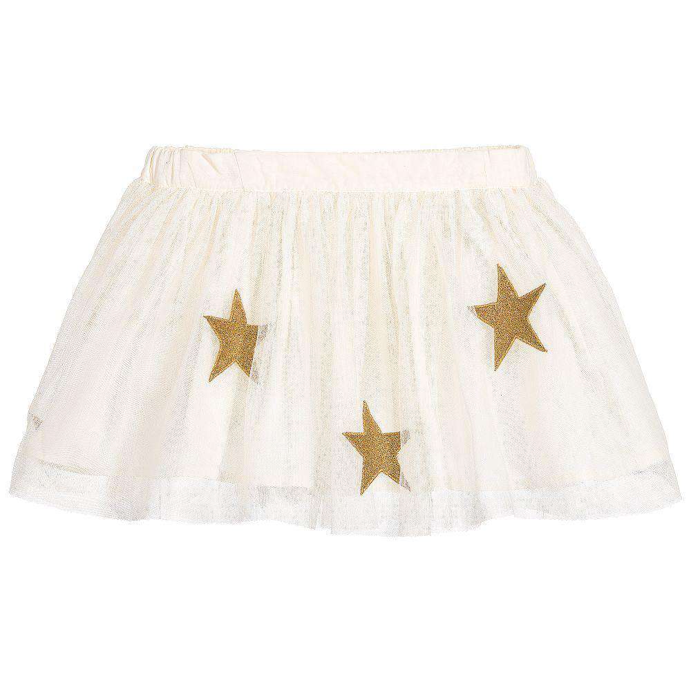 STELLA MCCARTNEY KIDS GIRLS IVORY TULLE HONEY SKIRT WITH GOLD STARS 4 YEARS