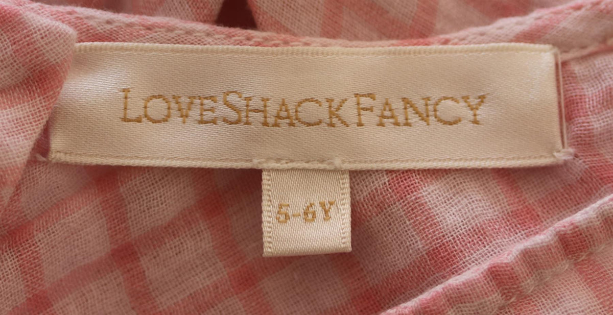 LOVESHACKFANCY KIDS GIRLS CHECKED COTTON VOILE MAXI DRESS 5-6 YEARS