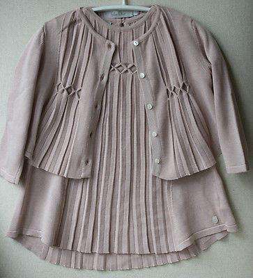 DIOR BABY PINK SILK AND COTTON BLEND DRESS AND CARDIGAN 18 MONTHS