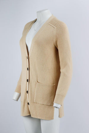A.L.C. RIBBED COTTON BLEND CARDIGAN SMALL