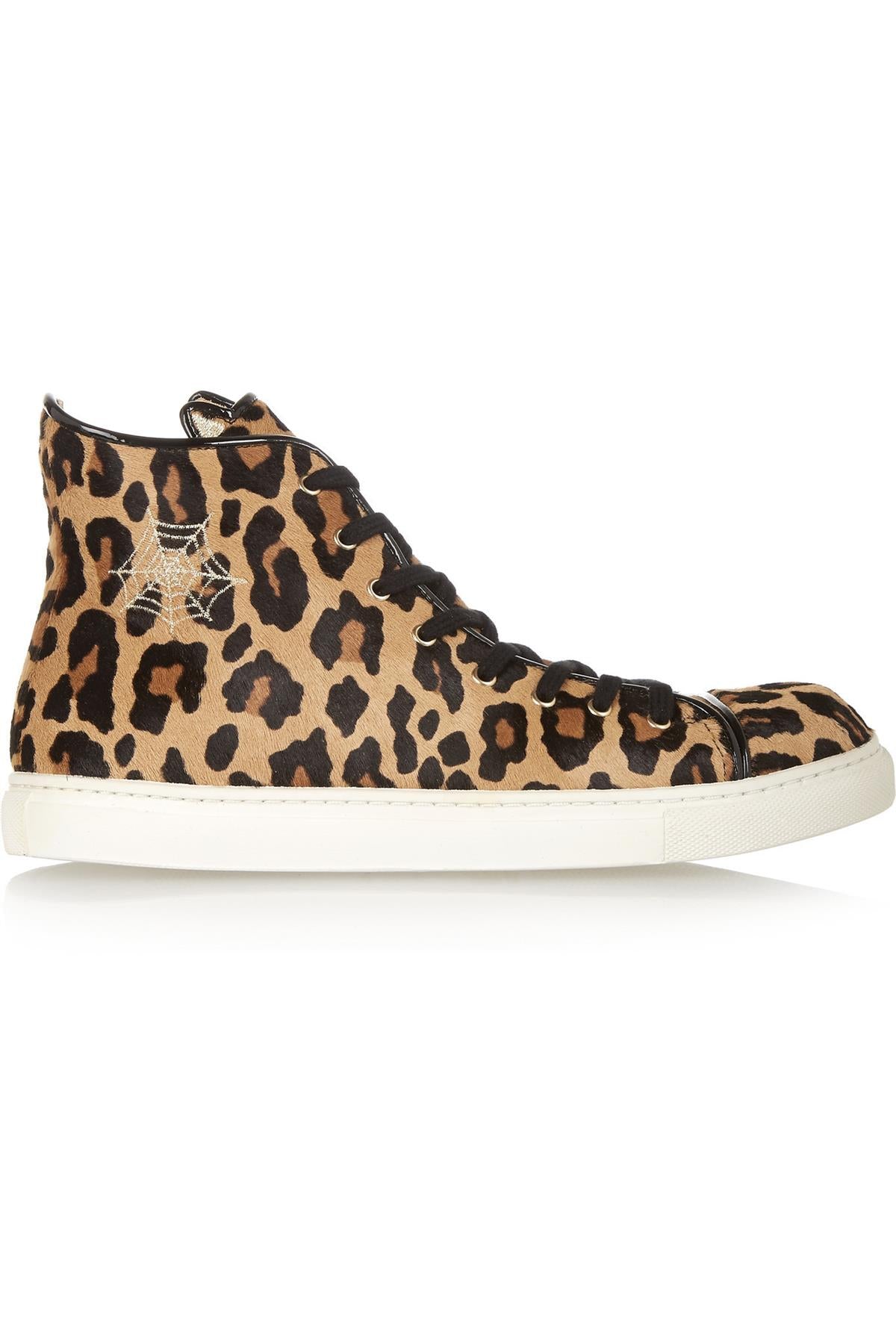 CHARLOTTE OLYMPIA PURRRFECT LEOPARD PRINT CALF HAIR SNEAKERS EU 38 UK 5 US 8