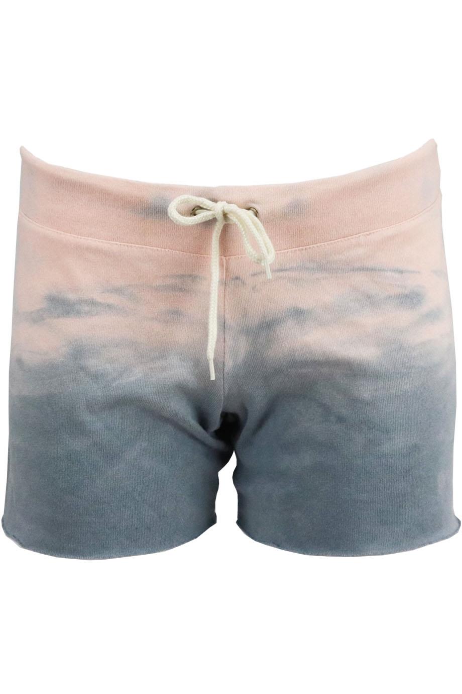 MONROW TIE DYED COTTON BLEND JERSEY SHORTS SMALL