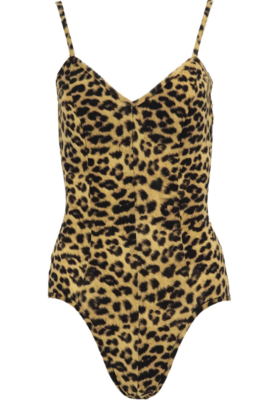 NORMA KAMALI LEOPARD PRINT STRETCH SWIMSUIT MEDIUM