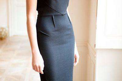 ROLAND MOURET WATSON SLEEVELESS WOOL CREPE DRESS UK 10