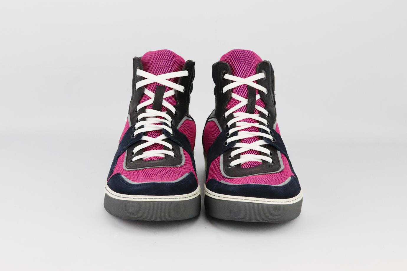 LANVIN MEN'S LEATHER, SUEDE AND MESH HIGH TOP SNEAKERS EU 43 UK 9 US 10