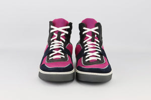 LANVIN MEN'S LEATHER, SUEDE AND MESH HIGH TOP SNEAKERS EU 43 UK 9 US 10