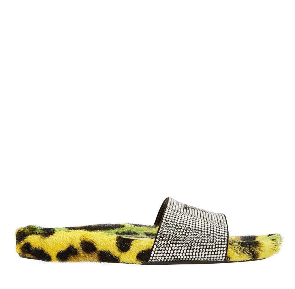 TOM FORD CRYSTAL EMBELLISHED FUR SLIDES EU 38.5 UK 5.5 US 8.5