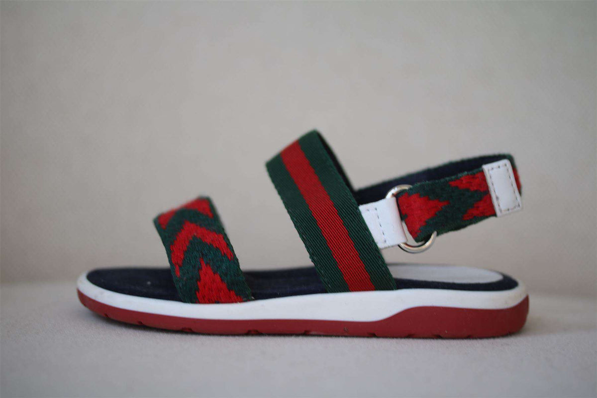GUCCI BABY GREEN WEB CHEVRON SANDALS EU 22 UK 5