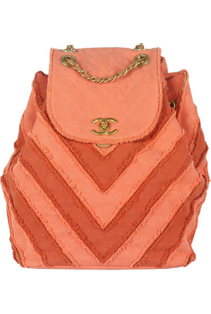 CHANEL COCO CUBA PATCHWORK CHEVRON CANVAS BACKPACK