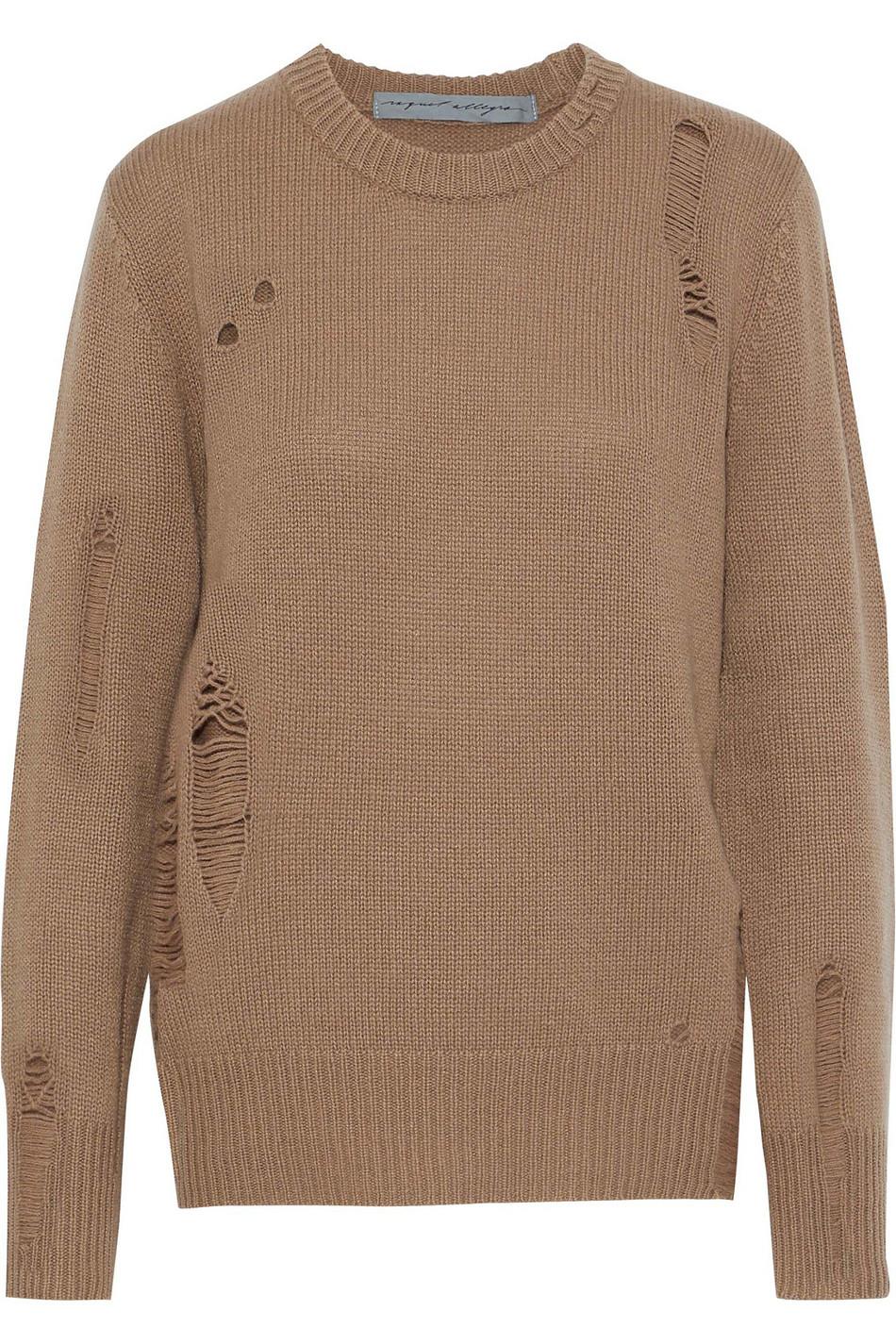 RAQUEL ALLEGRA DISTRESSED CASHMERE SWEATER UK 10