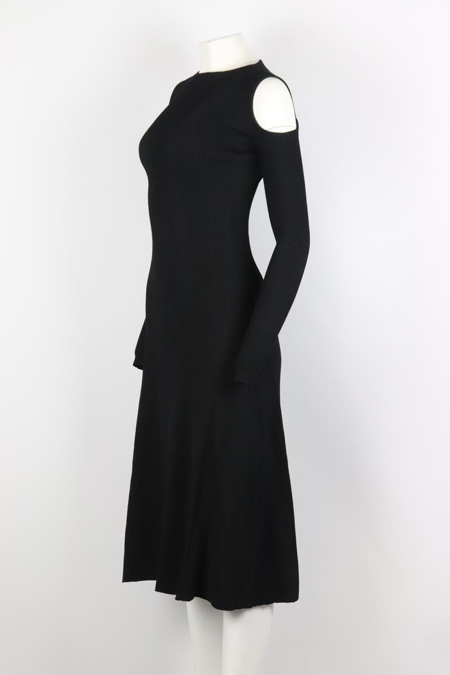 BARBARA CASASOLA COLD SHOULDER RIBBED STRETCH KNIT MIDI DRESS IT 44 UK 12 | nikkibradford BARBARA CASASOLA COLD SHOULDER RIBBED STRETCH KNIT MIDI DRESS IT 44 UK 12 | nikkibradford