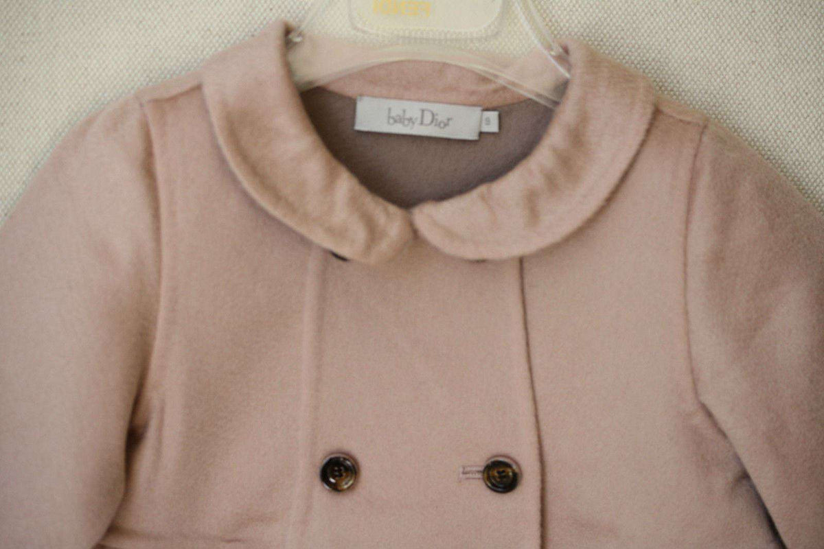 DIOR BABY PINK AND TAUPE DOUBLE-SIDED PURE CASHMERE COAT 9 MONTHS