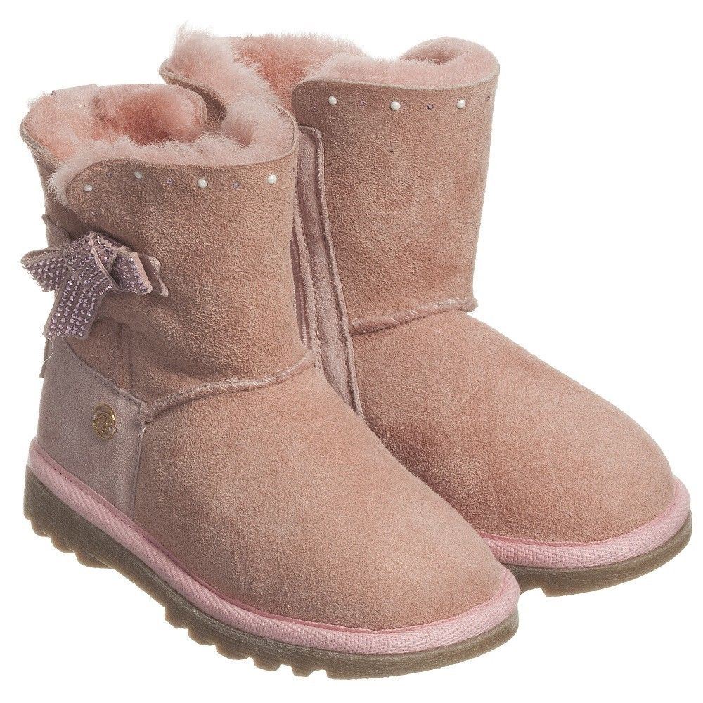 MISS BLUMARINE BABY GIRLS PINK SUEDE DIAMANTE BOOTS EU 24 UK 7