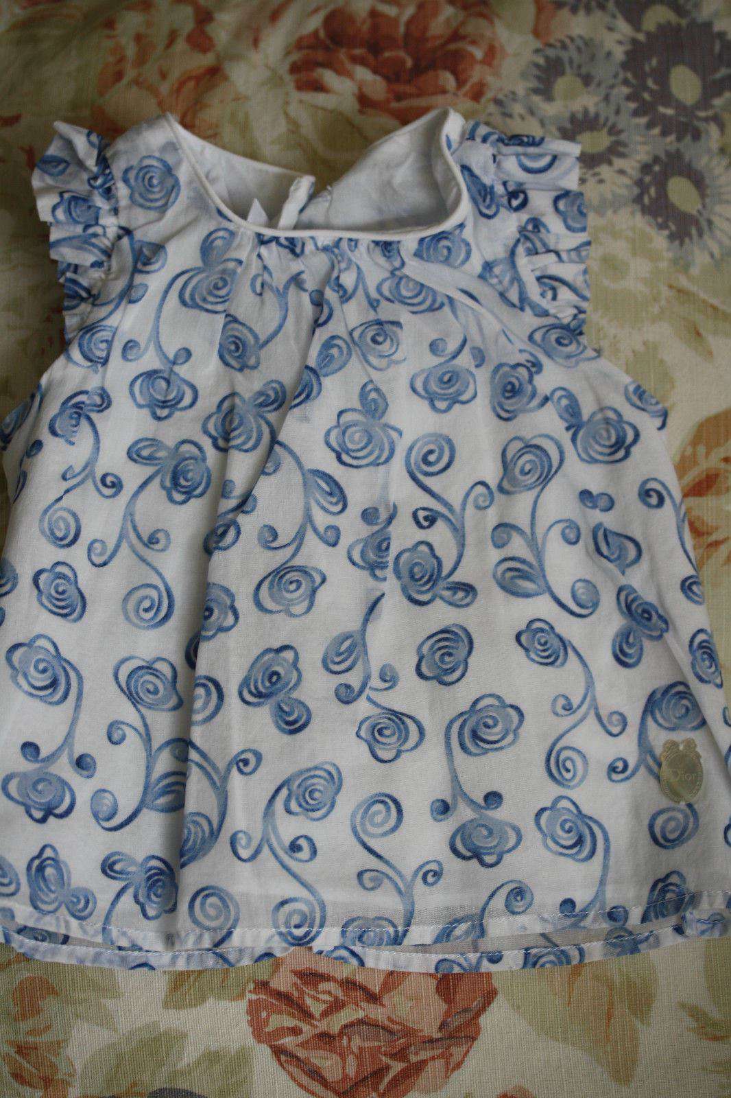 BABY DIOR BLUE CHINA FLORAL BLOUSE 3 MONTHS