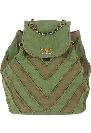 chanel green backpack purse