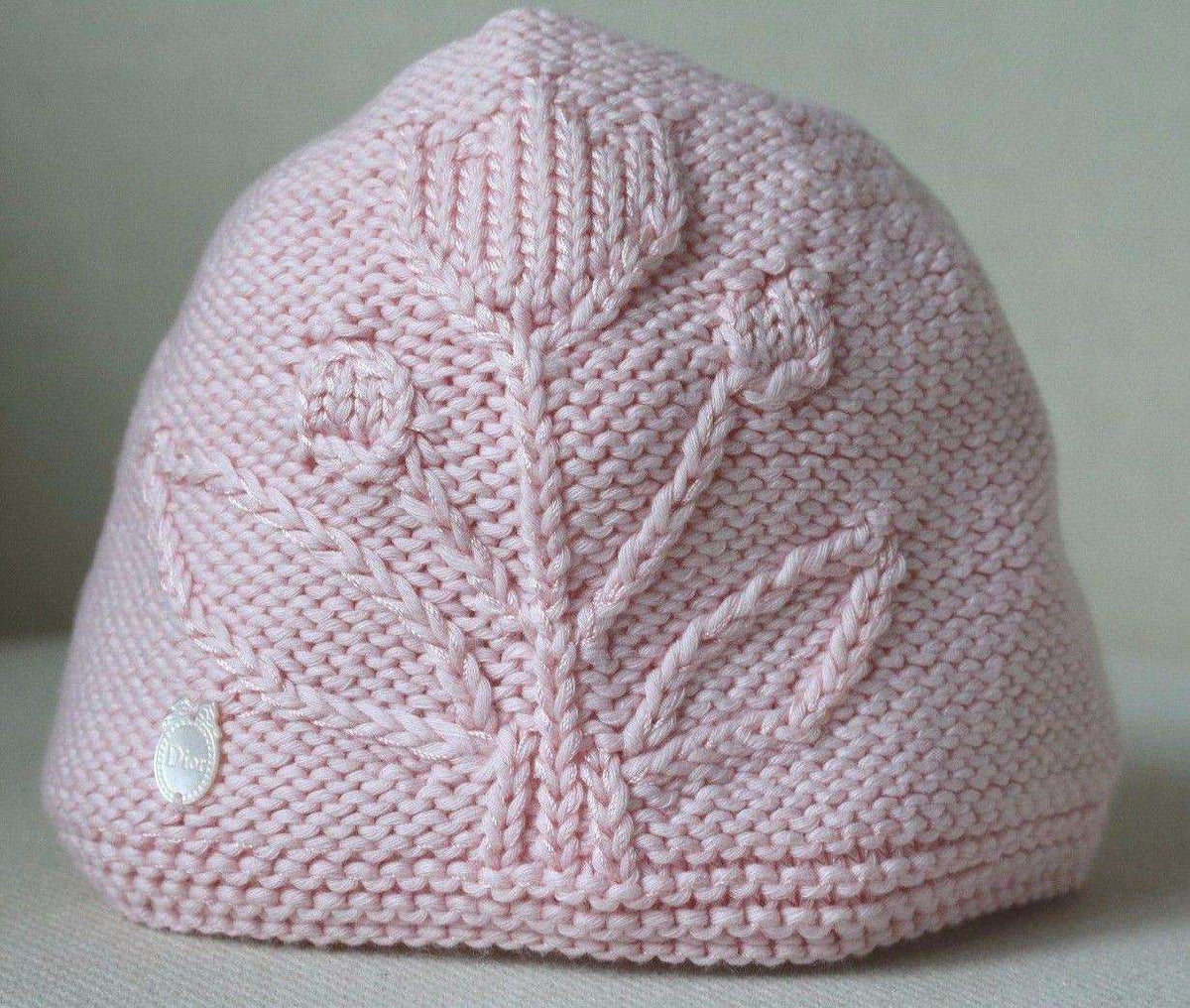 DIOR BABY PINK CASHMERE/COTTON BLEND HAT 3 MONTHS