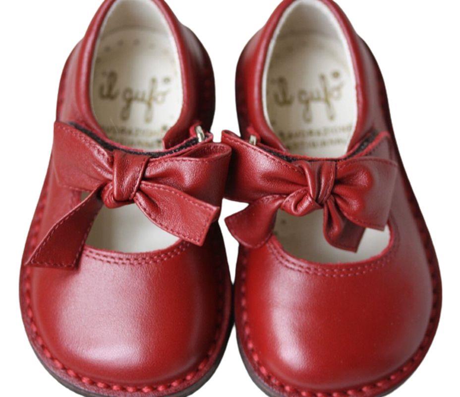 IL GUFO BABY RED LEATHER BOW SHOES EU 20 UK 4