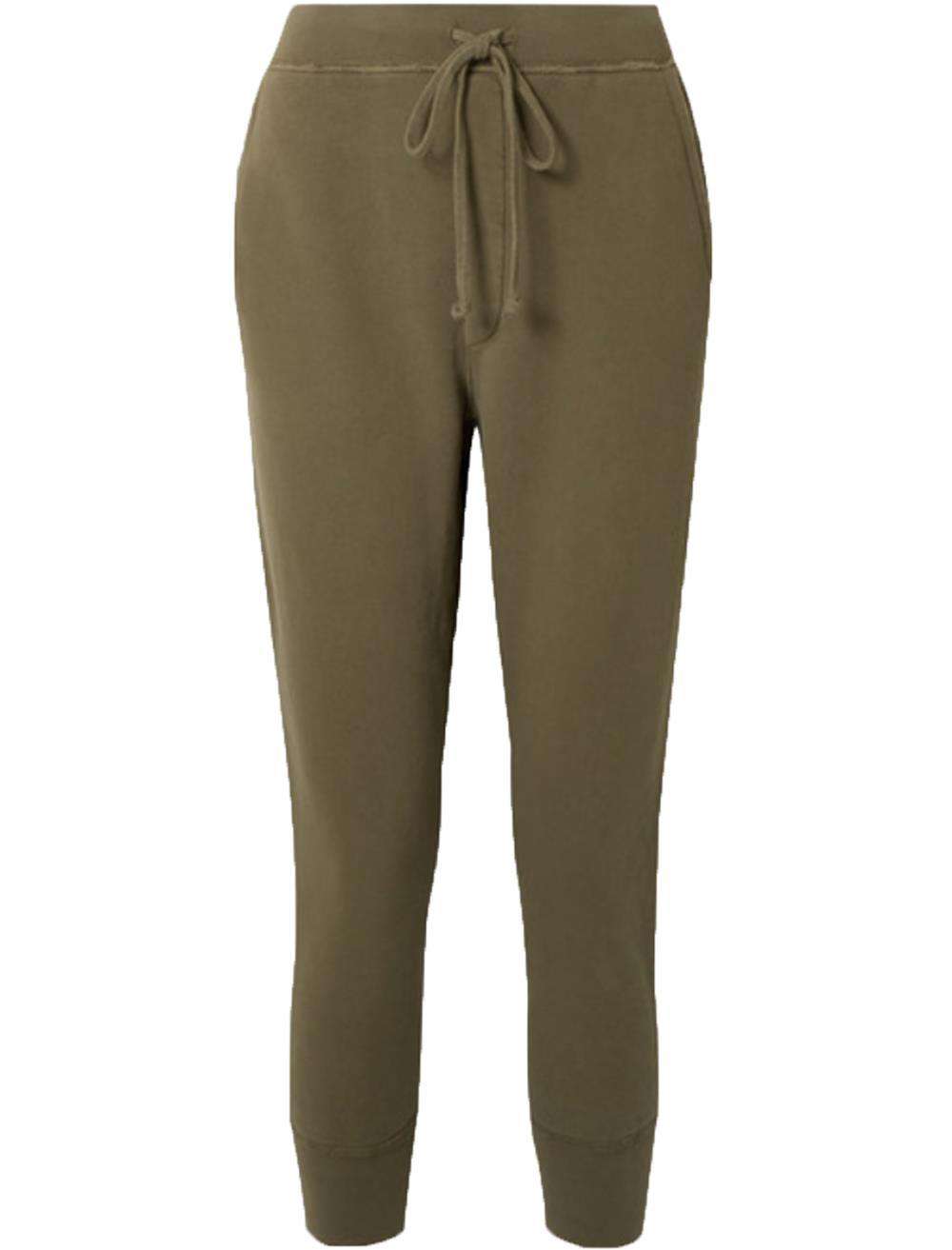 NILI LOTAN NOLAN DISTRESSED COTTON JERSEY TRACK PANTS MEDIUM