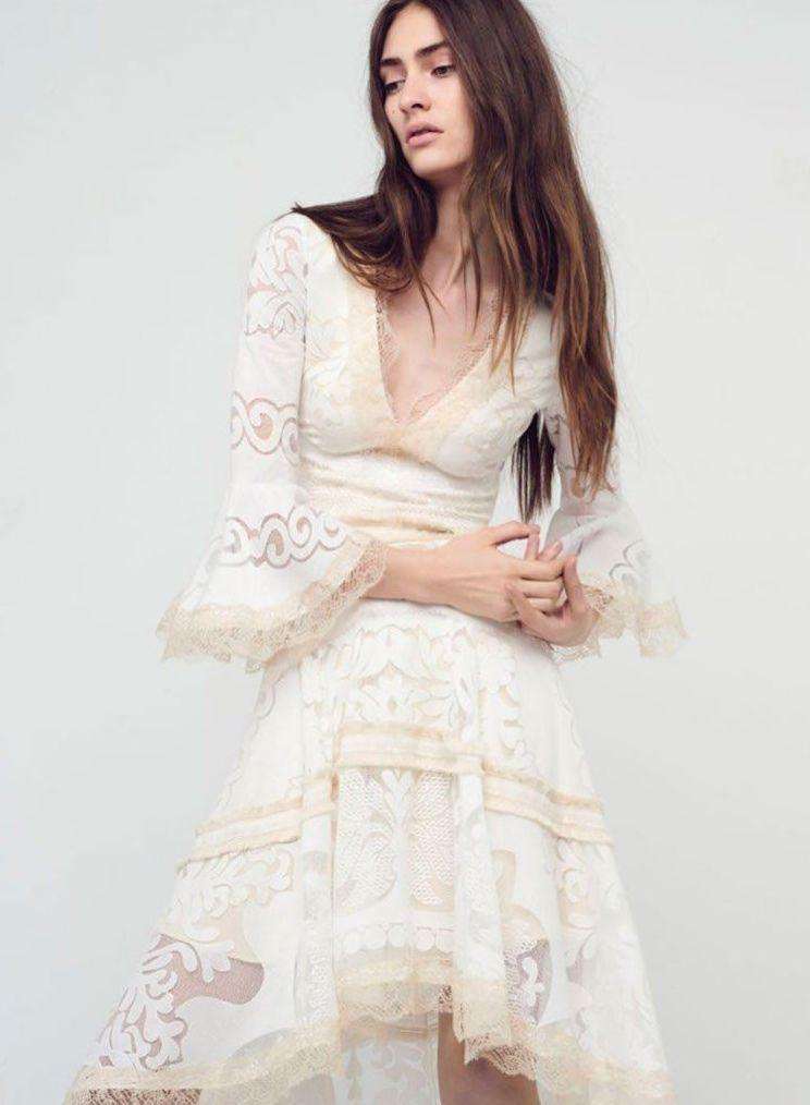 ALEXIS ASH LACE HIGH LOW DRESS MEDIUM